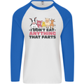 Anything That Farts Funny Vegan Vegetarian Mens L/S Baseball T-Shirt White/Royal Blue