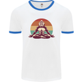 Meditating Bigfoot Yoga Mens Ringer T-Shirt White/Royal Blue