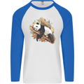 A Sleeping Panda Bear Ecology Animals Mens L/S Baseball T-Shirt White/Royal Blue