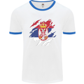 Torn Serbia Flag Serbia Day Football Mens Ringer T-Shirt White/Royal Blue