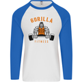 Gym Gorilla Fitness Bodybuilding Training Mens L/S Baseball T-Shirt White/Royal Blue