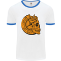 No Pain No Gain Devil Skull Training Gym Mens Ringer T-Shirt White/Royal Blue