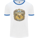 Dinosaur Abduction Aliens UFO T-Rex Mens Ringer T-Shirt White/Royal Blue