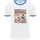 Baseball is My Life Mens Ringer T-Shirt White/Royal Blue