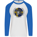 Sweden Bodybuilding Flag Gym Training Swedish Mens L/S Baseball T-Shirt White/Royal Blue