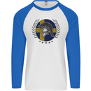 Sweden Bodybuilding Flag Gym Training Swedish Mens L/S Baseball T-Shirt White/Royal Blue