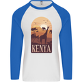 Kenya Safari Mens L/S Baseball T-Shirt White/Royal Blue