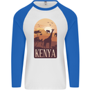 Kenya Safari Mens L/S Baseball T-Shirt White/Royal Blue