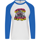 Quad Biking Adrenaline Off Road ATV Biker Mens L/S Baseball T-Shirt White/Royal Blue