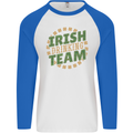 Irish Drinking Team Funny St. Patricks Day Mens L/S Baseball T-Shirt White/Royal Blue