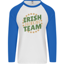 Irish Drinking Team Funny St. Patricks Day Mens L/S Baseball T-Shirt White/Royal Blue