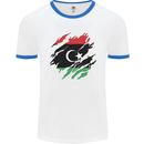 Torn Libya Flag Libyan Day Football Mens Ringer T-Shirt White/Royal Blue