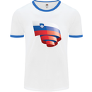 Curled Slovenia Flag Slovenian Day Football Mens Ringer T-Shirt White/Royal Blue