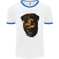 Rottweiller Head Dog Mens Ringer T-Shirt White/Royal Blue