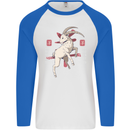 Chinese Zodiac Shengxiao Year of the Goat Mens L/S Baseball T-Shirt White/Royal Blue