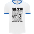 WTF Wheres the Fish Funny Fishing Fisherman Mens Ringer T-Shirt White/Royal Blue