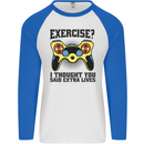 Gaming I Thought Said Extra Lives Gamer Mens L/S Baseball T-Shirt White/Royal Blue