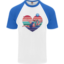 I Love Volleyball Heart Mens S/S Baseball T-Shirt White/Royal Blue