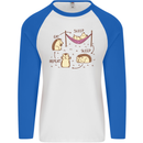 Funny, Hedgehog Eat Sleep Repeat Lover Mens L/S Baseball T-Shirt White/Royal Blue