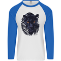 A Black Panther Mens L/S Baseball T-Shirt White/Royal Blue