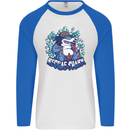 A Reggae Shark Mens L/S Baseball T-Shirt White/Royal Blue