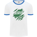 Torn Saudi Arabia Flag Arabian Day Football Mens Ringer T-Shirt White/Royal Blue