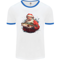 Fishing Santa Claus Fisherman Christmas Mens Ringer T-Shirt White/Royal Blue