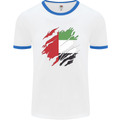 Torn UAE Flag Day Emirati Day Football Mens Ringer T-Shirt White/Royal Blue