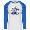 Whoos the Best Dad Funny Fathers Day Owl Mens L/S Baseball T-Shirt White/Royal Blue