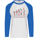Evolution of a Guitarist Mens L/S Baseball T-Shirt White/Royal Blue