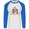 Christmas Cat Tree Funny Xmas Mens L/S Baseball T-Shirt White/Royal Blue