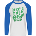 I Talk To Lizards Chameleons Bearded Dragons Mens L/S Baseball T-Shirt White/Royal Blue