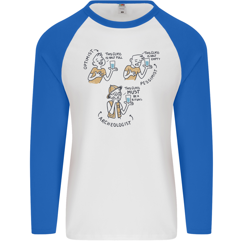 Archaeologist Glass Funny Archaeology Mens L/S Baseball T-Shirt White/Royal Blue