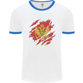 Torn Montenegro Flag Montenegrin Day Football Mens Ringer T-Shirt White/Royal Blue