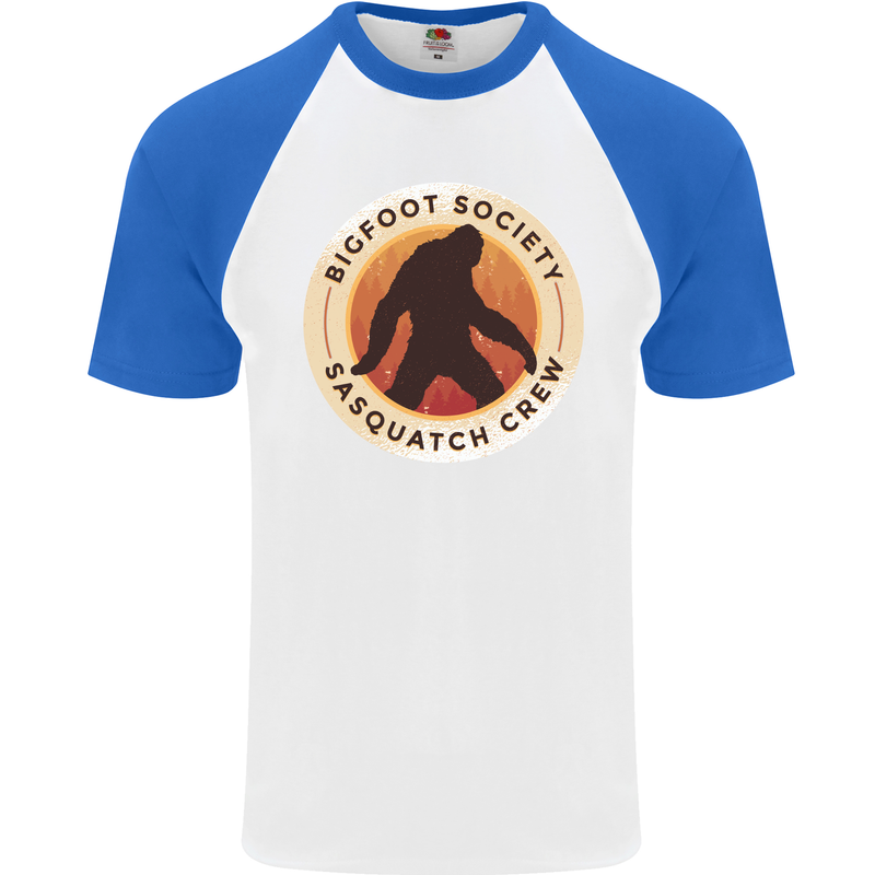 Bigfoot Society Sasquatch Crew Mens S/S Baseball T-Shirt White/Royal Blue
