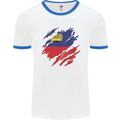 Torn Liechtenstein Flag Liechtensteiner Day Football Mens Ringer T-Shirt White/Royal Blue