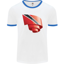 Curled Trinidad and Tobago Day Football Mens Ringer T-Shirt White/Royal Blue