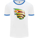 Curled Zimbabwe Flag Zimbabwean Day Football Mens Ringer T-Shirt White/Royal Blue