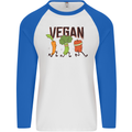 Vegan Fitness Mens L/S Baseball T-Shirt White/Royal Blue