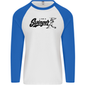 Swinger Funny Baseball Softball Mens L/S Baseball T-Shirt White/Royal Blue