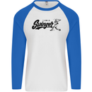 Swinger Funny Baseball Softball Mens L/S Baseball T-Shirt White/Royal Blue