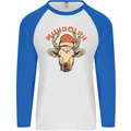 Muhdolf Funny Rudolf Christmas Cow Mens L/S Baseball T-Shirt White/Royal Blue