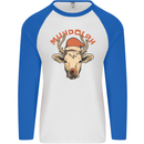 Muhdolf Funny Rudolf Christmas Cow Mens L/S Baseball T-Shirt White/Royal Blue