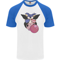 Bubblegum Cow American Shades & Bubble Gum Mens S/S Baseball T-Shirt White/Royal Blue