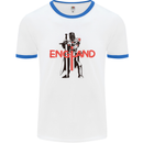 St Georges Day Knights Templar England Flag Mens Ringer T-Shirt White/Royal Blue