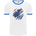 Torn Flag Tristan da Cunha Mens Ringer T-Shirt White/Royal Blue