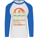 Uncle Man Myth Legend Funny Fathers Day Mens L/S Baseball T-Shirt White/Royal Blue