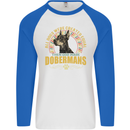 A Dobermans Dog Mens L/S Baseball T-Shirt White/Royal Blue