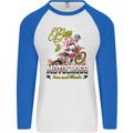 Born to Motocross Dirt Bike Mens L/S Baseball T-Shirt White/Royal Blue