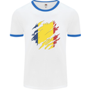 Torn Chad Flag Chadian Day Football Mens Ringer T-Shirt White/Royal Blue